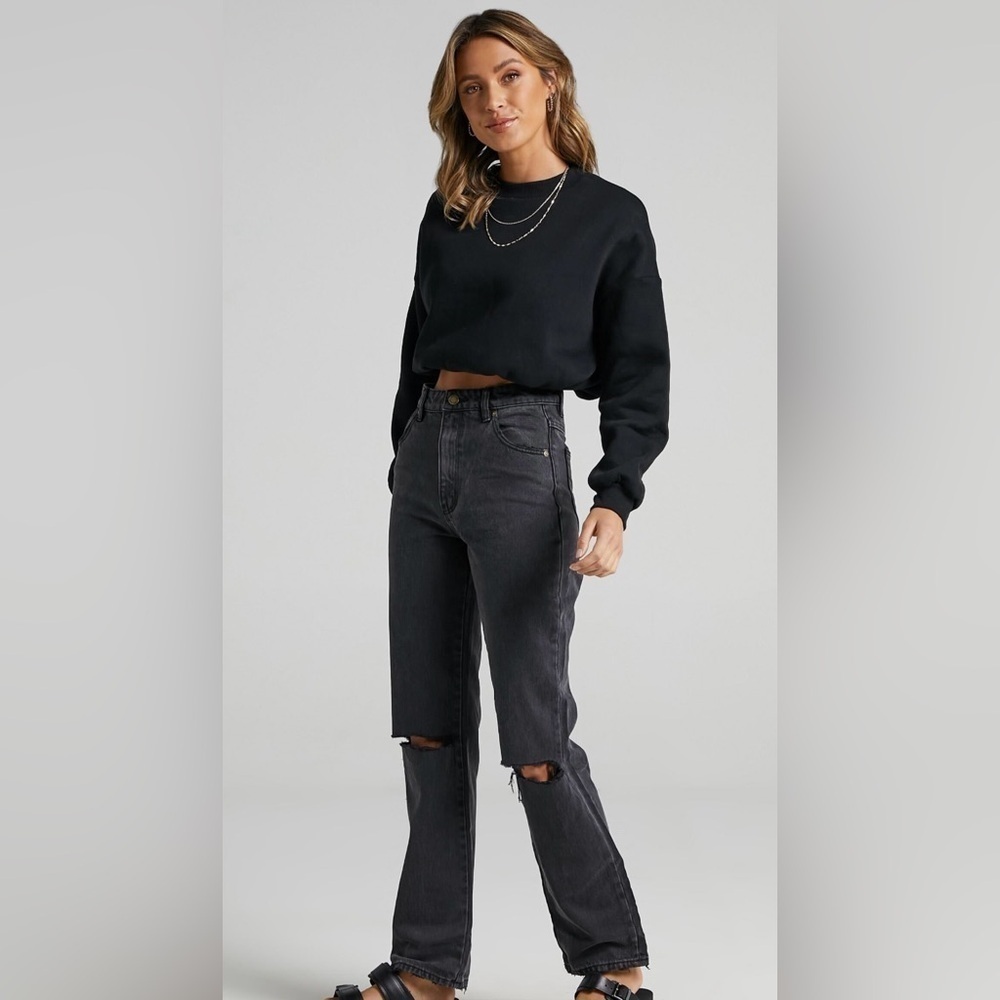 Rolla’s Original High Rise Straight in Stone Black 100% Cotton 26